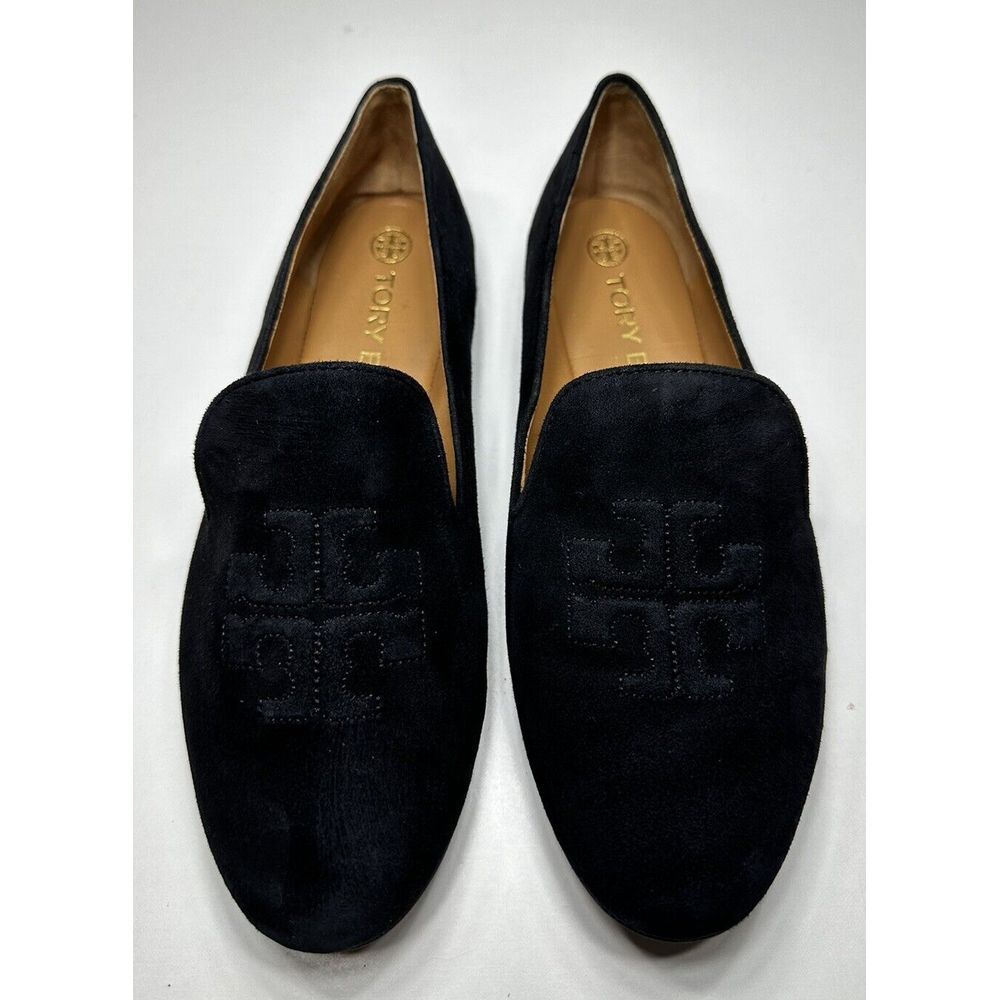 Tory Burch Womens Ruby Smoking Slippers Black Suede Womens Size 8M‎